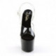 Chaussure pole dance transparente talon 18 cm noir | Pleaser ADO708/C/B