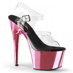 Chaussure pole dance à plateforme bleu chrome et talon 18 cm ADO708