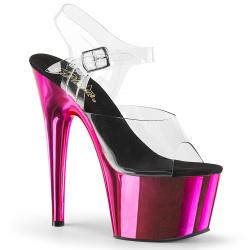 Chaussure pole dance transparente talon 18 cm fuchsia |ADO708/C/HPCH