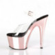 Chaussure pole dance transparente à plateforme rosegold chromée et talon 18 cm ADO708/C/ROGLDCH