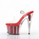 Sandale pole dance talon 18 cm à plateforme rouge à paillettes et lanières transparentes