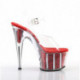 chaussure pole dance à plateforme rouge à paillettes et lanières transparentes