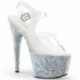 Sandale pole exotic transparente avec plateforme à paillettes argentée | Adore