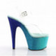 Sandale plateforme à talon bleue pailletée avec brides transparentes