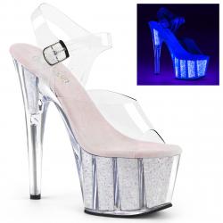 Sandale Pole Dance transparente à plateforme opale et talon 18 cm | ADO708UVG