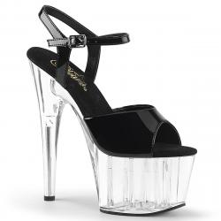 Sandale plateforme noire talon 18 cm plexi | ADORE-709