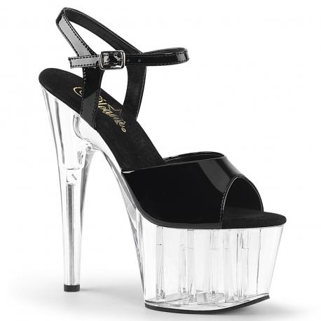 Sandale Pole dance noire talon 18 cm plexi | ADORE-709