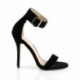 Sandale haut talon aiguille 12 cm en suédine de velours noir