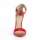 Sandale rouge vernie à talon aiguille de 12 cm avec bride cheville ajustable et dos fermé