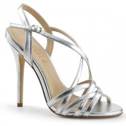 Sandale argentée à bride avec talons hauts stiletto 12 cm