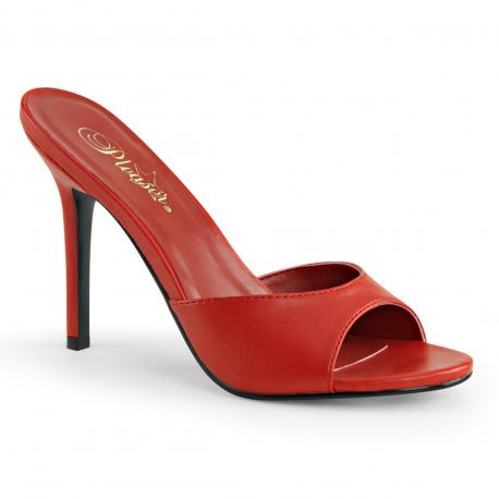 Mules sexy à haut talon 10 cm rouge - petite et grande taille