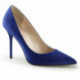 Escarpin bleu satin à talon aiguille et bout fin