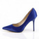 Escarpin bleu satin à talon aiguille et bout fin