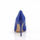 Escarpin bleu satin à haut talon 10 cm et bout fin