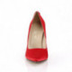 Escarpin rouge satin à talon aiguille et bout fin petite taille