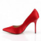 Escarpin rouge satin à talon aiguille et bout fin petite taille