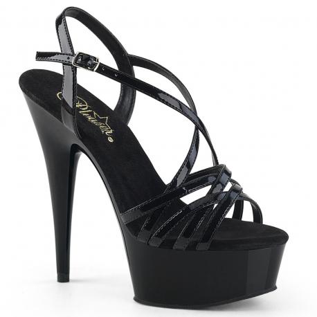 Sandale plateforme noire a talon 15 cm DEL613 Chaussure Pole Dance