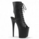 Bottine pole dance ouverte noire mate à plateforme assortie et talon 20 cm Pleaser
