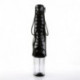 Bottine pole dance peep toe noire vernie à plateforme plexi et talon 20 cm Pleaser