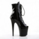Bottine pole dance noire vernis à plateforme assortie et talon 20 cm Pleaser