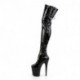 Cuissardes talon 20 cm à haute plateforme avec lacets " corset " latéral en vinyl noir femme