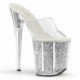 Chaussure pole dance talon 20 cm à paillettes argentées FLAM801G/C/SG