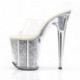Chaussure pole dance talon 20 cm à paillettes argentées FLAM801G/C/SG