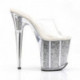Chaussure pole dance talon 20 cm à paillettes argentées FLAM801G/C/SG