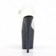 Sandale pole dance transparente à plateforme noire pailletée et talon 20 cm Pleaser
