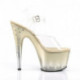 Sandale plateforme dorée et strass avec talon 18 cm