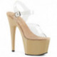 Chaussure pole dance beige à brides transparentes