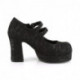 Chaussure DemoniaCult noir de style babies gothique en dentelle et satin