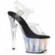 Sandale pole dance transparente avec plateforme holographique en plexi