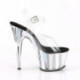 chaussure pole dance transparente avec plateforme holographique en plexi et talon 18 cm