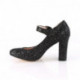 Babies noires à paillettes à haut talon carré 10 cm