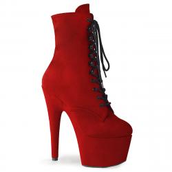 Bottine plateforme à talon 18 cm en suédine rouge | Chaussure Pole Dance