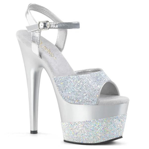 Chaussure pole exotic argent pailletée 18cm - ADO709-2G/SG/M - CLePied