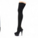 Cuissarde chaussette moulante en LYCRA noire à lacets style guêpière et talon aiguille à plateforme