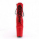 Chaussure de pole dance aspect daim rouge à talon aiguille 20 cm, lacet et plateforme haute