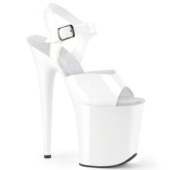 Sandale pole dance blanche vernis 20cm - FLAM808N/WTPU/M - CLePied