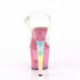 Sandale Pole dance haut talon licorne multicolore à plateforme rose et tige transparente