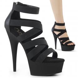 Sandale Plateforme à brides élastiques croisée Noire & Talon 15cm du 34,5 au 44