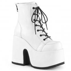 Bottine gothique blanche à gros talon chunky et plateforme à lacets | Demonia femme