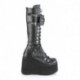 Botte gothique haute noire compensée avec boucles, lacet et zip arrière femme