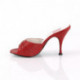Mules pin up rouges à talon évasé avec surpiqures vintage