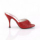 Chaussure pin up rouge à talon évasé avec surpiqures vintage