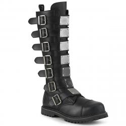 Botte gothique haute Demonia à 7 boucles et plaques métal type rangers