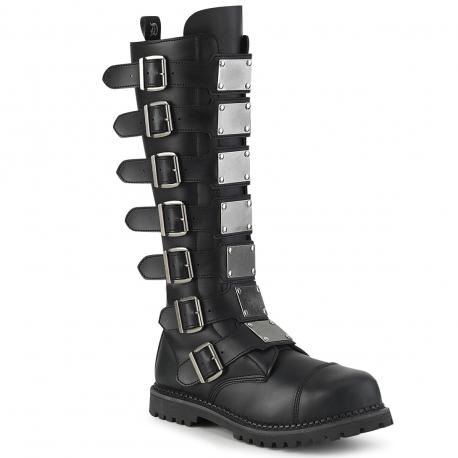 Botte gothique haute Demonia à 7 boucles et plaques métal type rangers