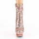 Bottine plateforme à sequins rose gold et strass talon aiguille 15 cm