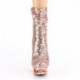 Bottine plateforme à sequins rose gold et strass talon aiguille 15 cm